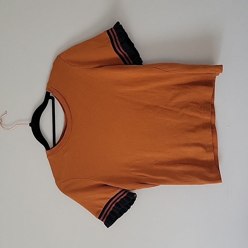 Zara Orange Blouse with Black Accents